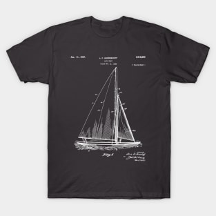 Sailboat Patent - Yacht Art - Antique T-Shirt